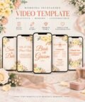 Golden bright animation of wedding invitation