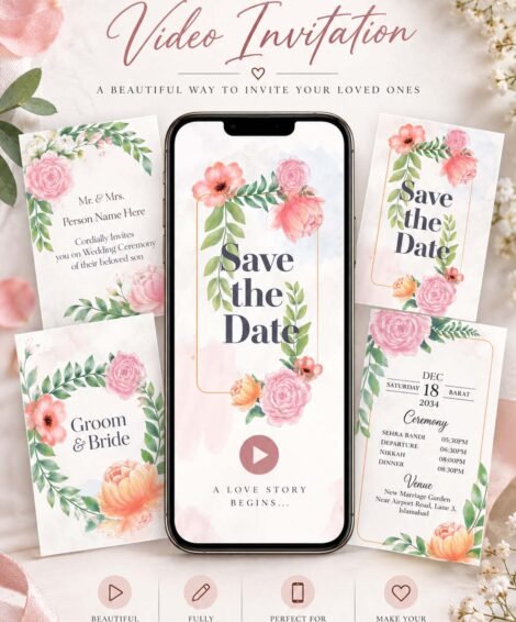 Bright Water Color Wedding Invitation