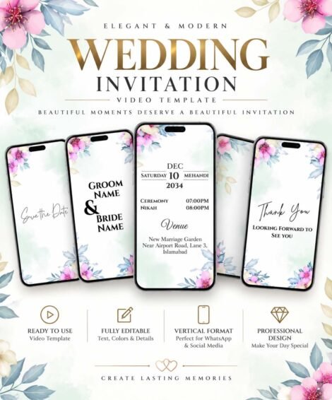 Elegant Floral Wedding Invitation Video