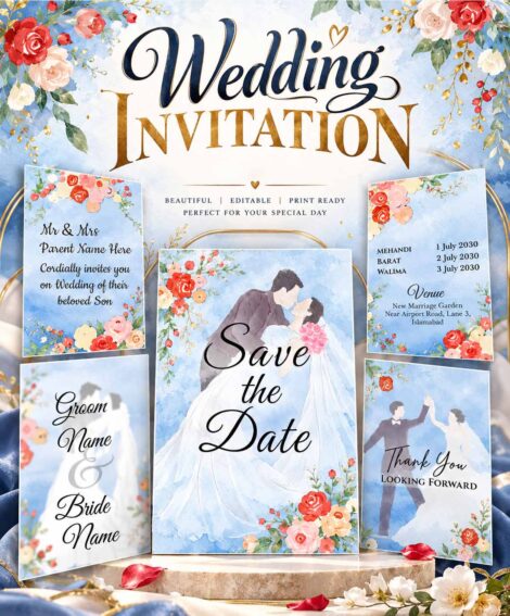 Floral and Formal Wedding Invitation