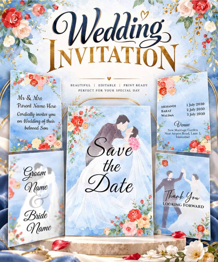 Floral and Formal Wedding Invitation