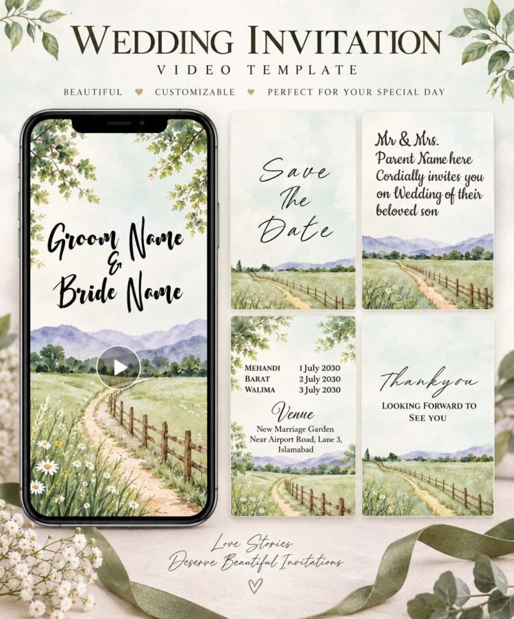 Green Wedding Invitation