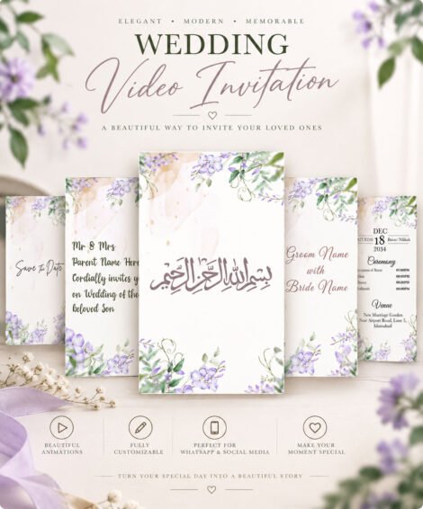 Lavendar Floral Wedding Invitation