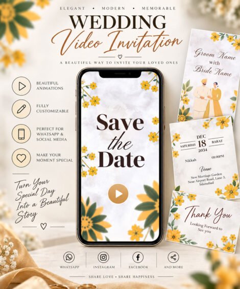 golden theme wedding invitation