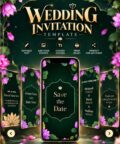wedding invitation luxury green