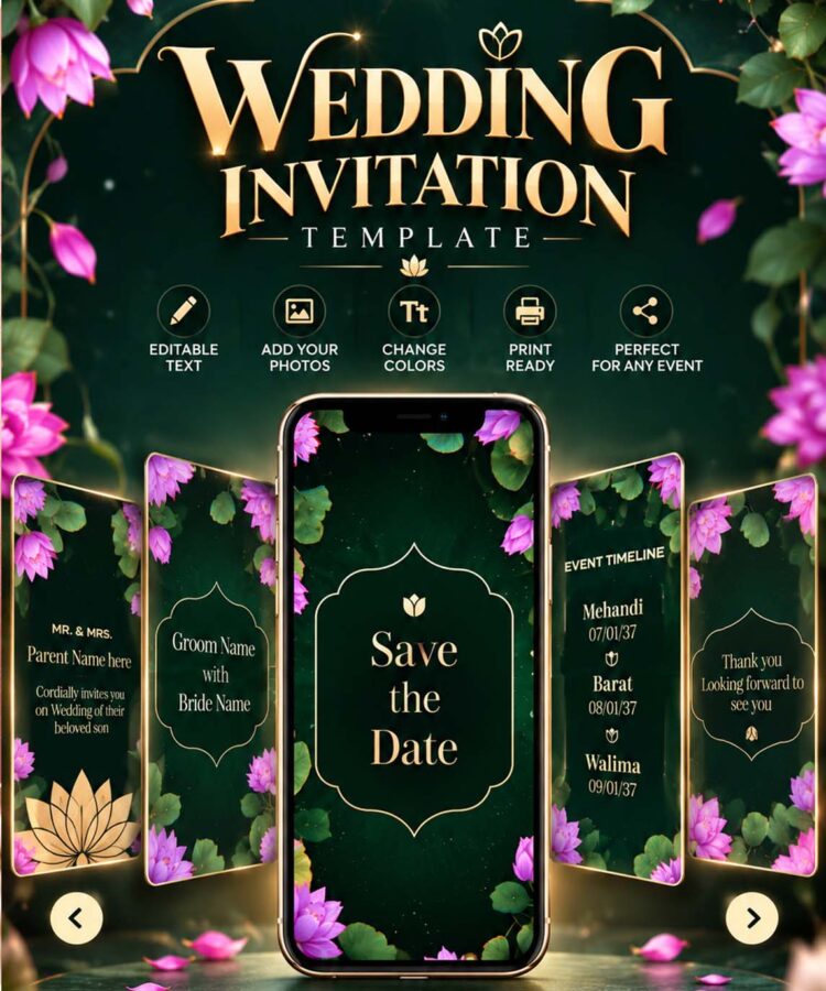 wedding invitation luxury green